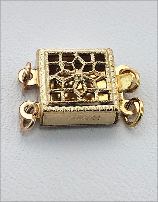 915F-29 = Gold Filled Pearl Clasp 2 Strand Filigree 8 x 8mm (Each)
