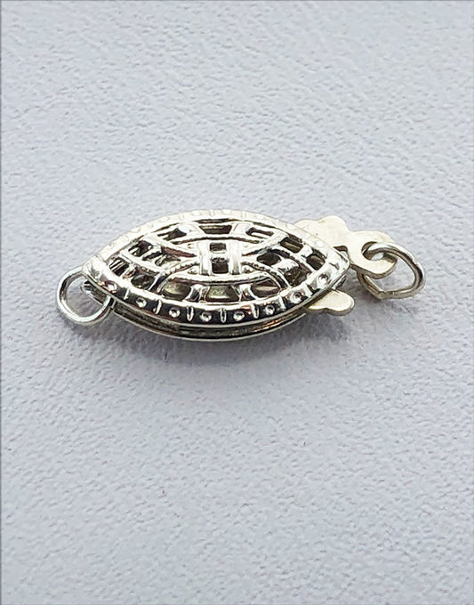 915S-11 = Filigree Pearl Clasp Sterling Silver 12.3x6mm (Each)