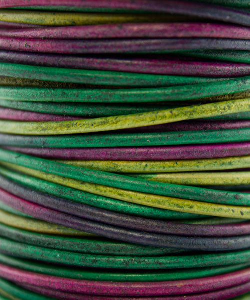 CD8555 = INDIAN LEATHER 2mm DYED Multi Color (34ft spool)