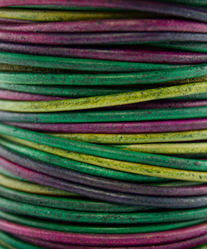 CD8555 = INDIAN LEATHER 2mm DYED Multi Color (34ft spool)