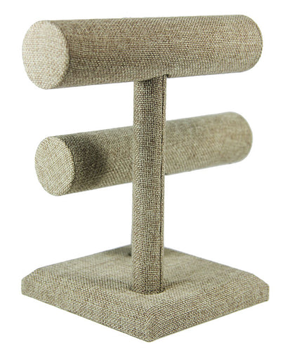 DBR3181 = Burlap Double Bar Bracelet Stand 8-1/8" H