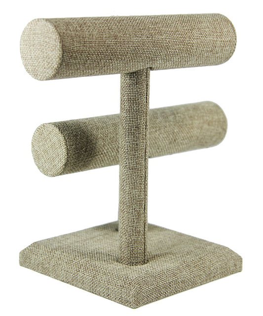 DBR3181 = Burlap Double Bar Bracelet Stand 8-1/8" H