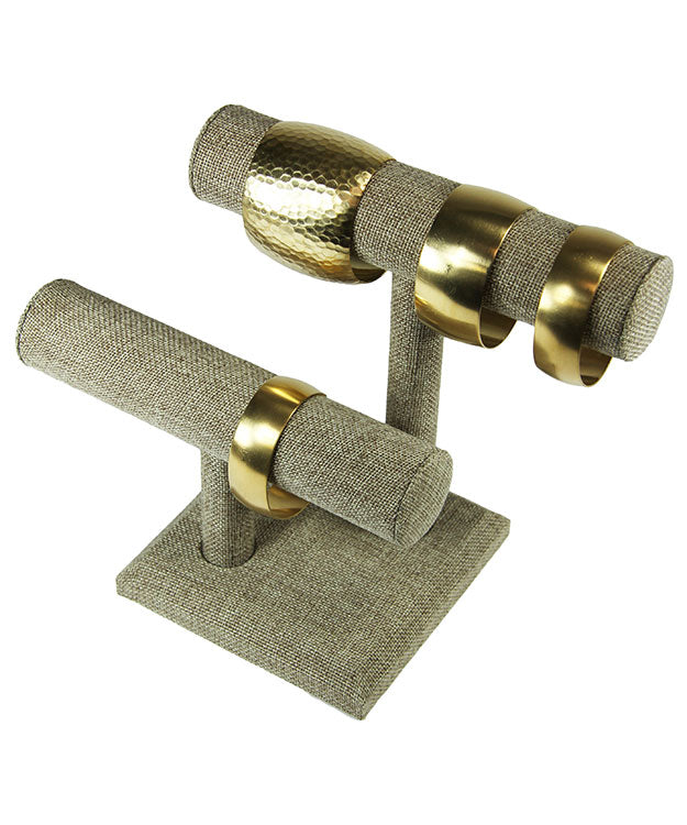 DBR3181 = Burlap Double Bar Bracelet Stand 8-1/8" H