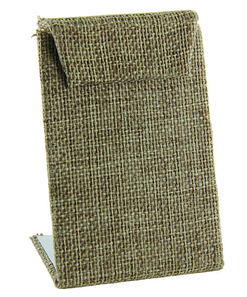 DER302 = Burlap Earring Stand with Flap 3-3/8" H (Pkg of 3)