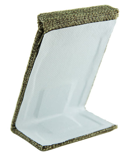 DER302 = Burlap Earring Stand with Flap 3-3/8" H (Pkg of 3)