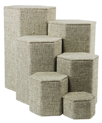 DIS3513 = Burlap Stackable Riser Set of 6