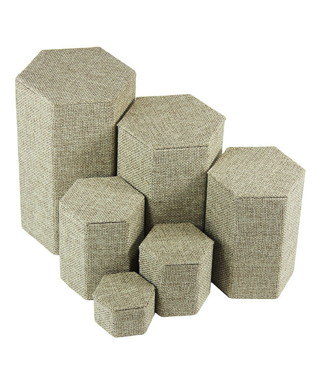 DIS3513 = Burlap Stackable Riser Set of 6