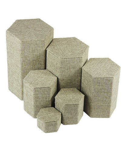 DIS3513 = Burlap Stackable Riser Set of 6