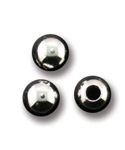 ABS-06 = Polished Round Bead (2 Hole, Lightweight) 6mm Sterling Silver (Pkg of 5)