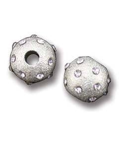ABS-C8 = Sterling Silver Bead Satin Finish & White Crystals - 8MM (Pkg of 3)