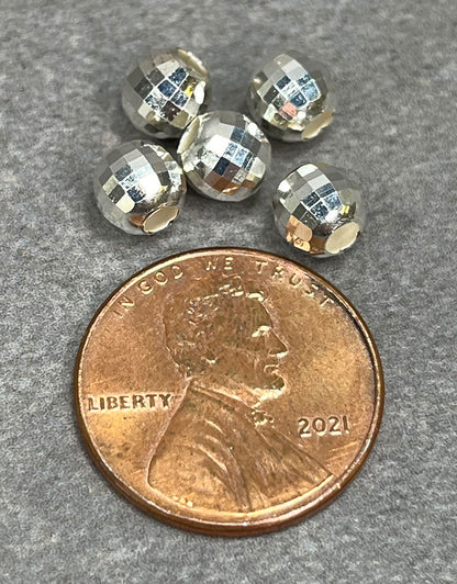 ABS-MR6 = Sterling Silver Faceted Mirror Bead 6mm (Pkg of 5)
