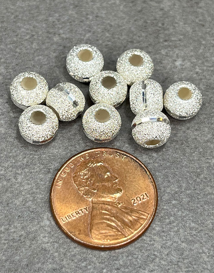 ABS-SDC7 = Sterling Silver Stardust and Diamond Cut Bead 7mm (Pkg of 10)