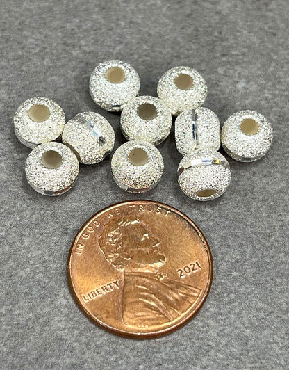 ABS-SDC7 = Sterling Silver Stardust and Diamond Cut Bead 7mm (Pkg of 10)