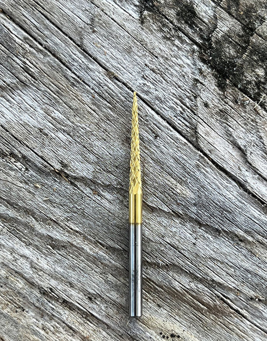 BR1931T = Tapered Point Carbide Bur Coarse Cut - Titanium Nitride