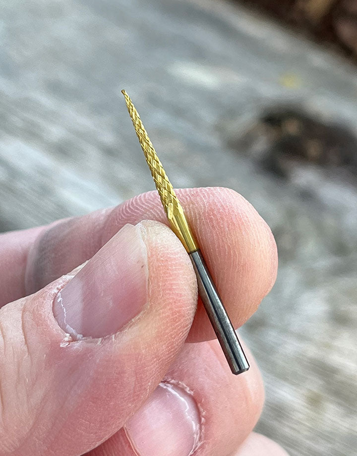 BR1931T = Tapered Point Carbide Bur Coarse Cut - Titanium Nitride