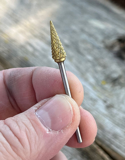 BR1982T = Cone Carbide Bur Coarse Cut - Titanium Nitride