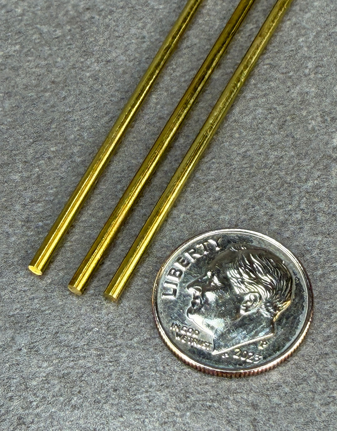 BRWR = Yellow Brass Round Rods 12" Long