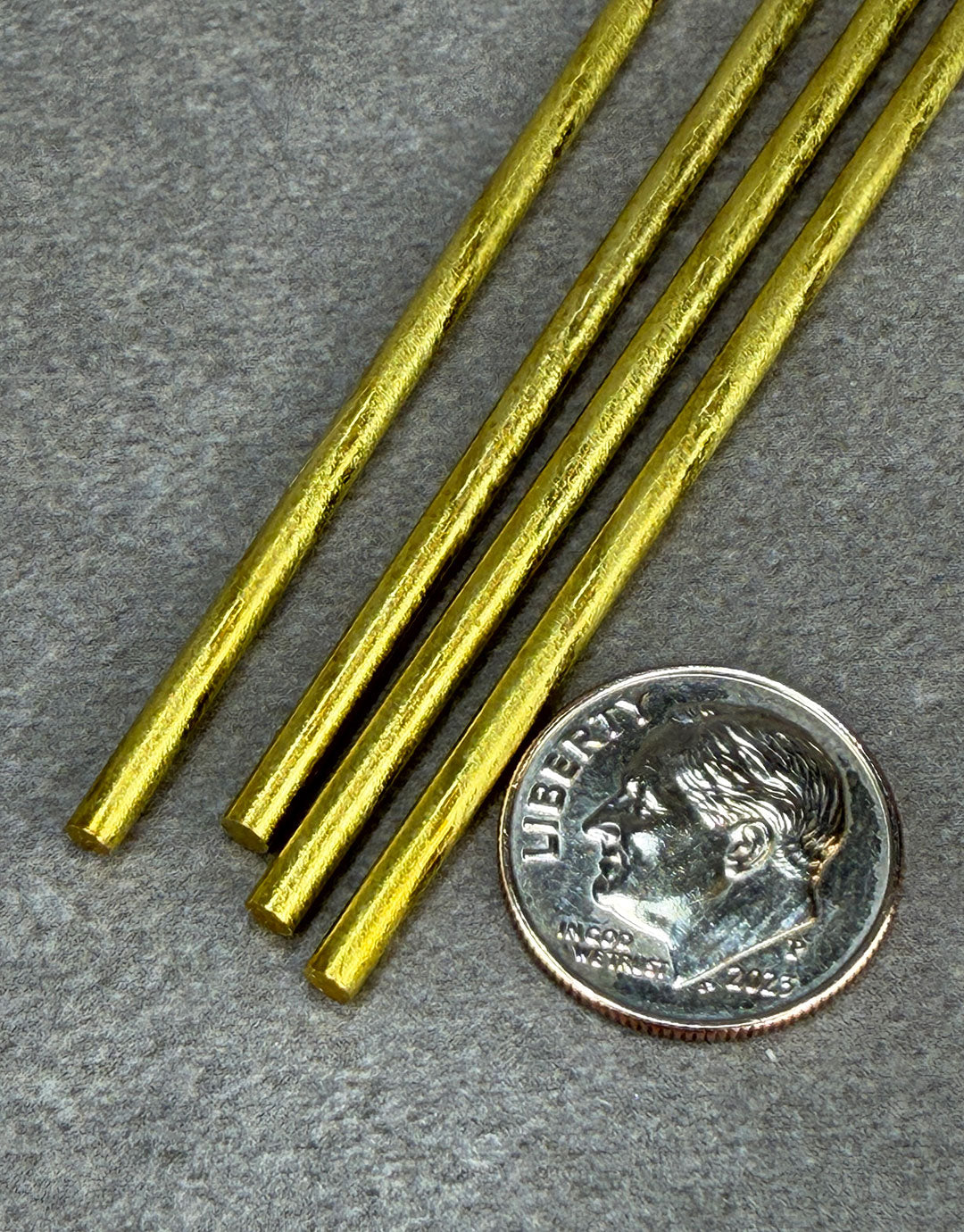 BRWR = Yellow Brass Round Rods 12" Long
