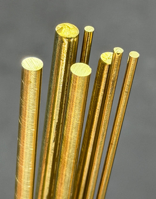BRWR = Yellow Brass Round Rods 12" Long