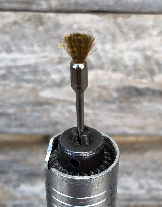 BU14XX = Mounted Brass End Brushes with 3/32" Mandrel (Dozen)