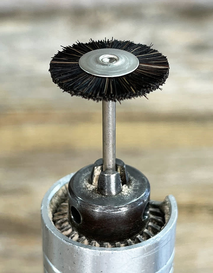 BU150X = Mounted Wheel Brush 3/4'' dia with 3/32'' mandrel (6pc) - Abbott Robinson