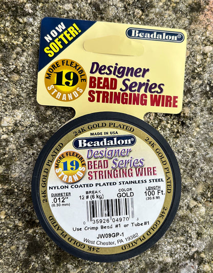 CD41912K-100 = Beadalon 19  .012" 100 FT Spool  GOLD PLATED