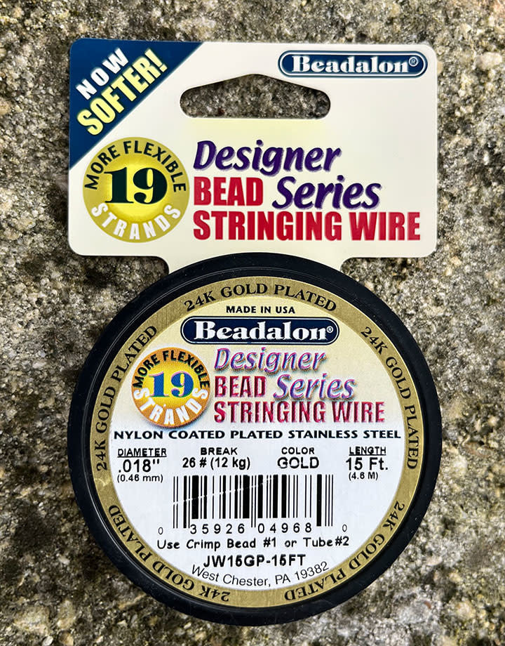 CD41918K = Beadalon 19  .018" 24K Gold Plated 15ft Spool