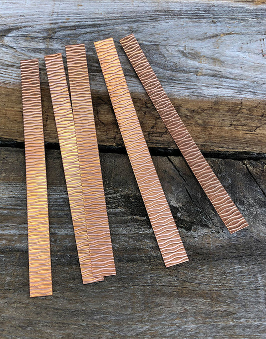 CSP337 = Patterned Copper Strips "wave" 6" x 1/2"  24ga (Pkg of 5)