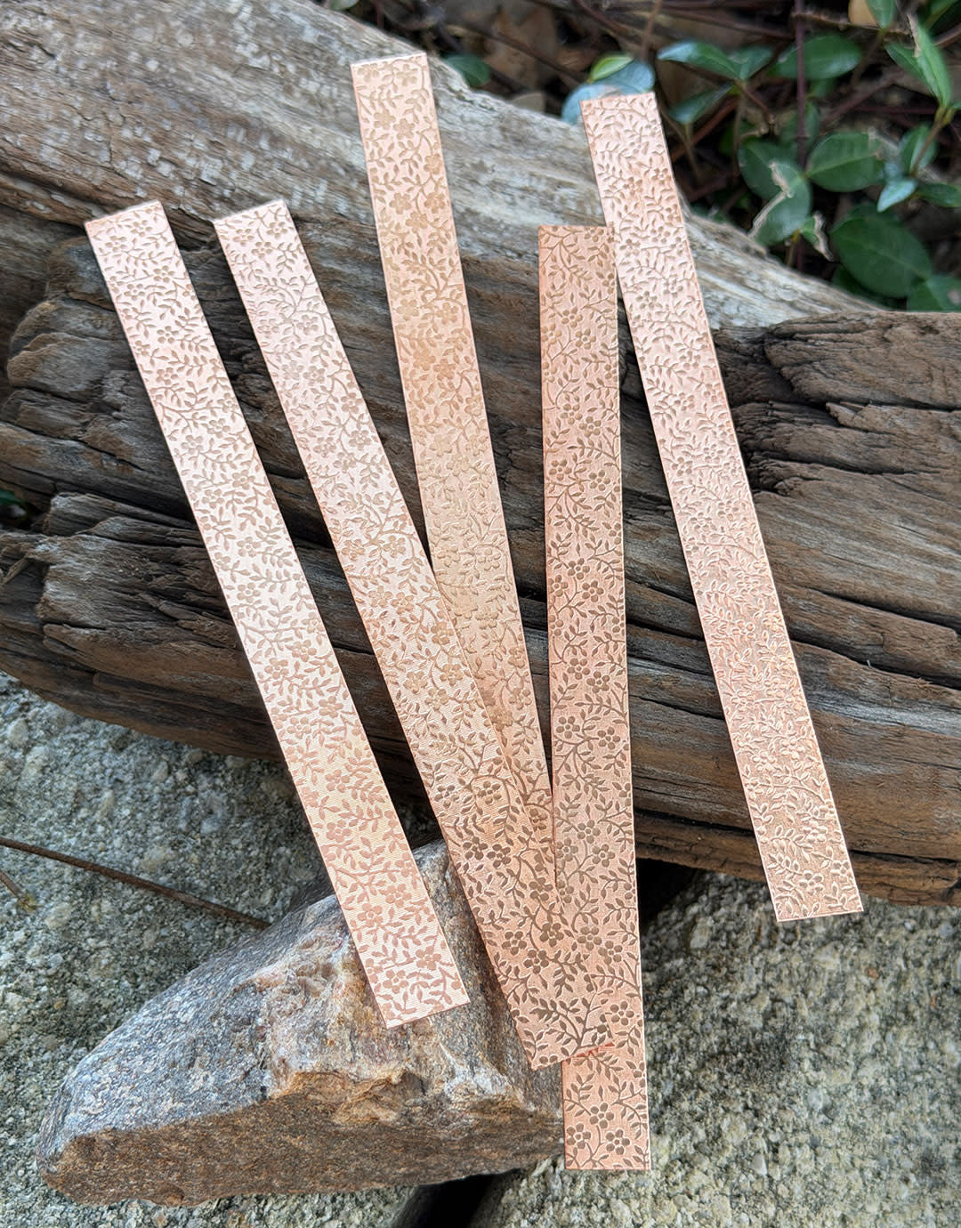 CSP347 = Pattern Copper Strips (Mini Floral) 6" x 1/2" 24ga (Pkg of 5)