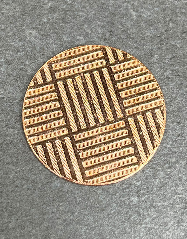 CSP625 = Pattern Copper Disc 1" x 24ga "Striped Square" (Pkg/6)