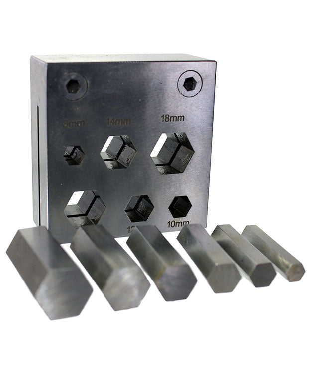 DA2405 = Hexagon Disc Cutter Set of Six Sizes 8mm to 18mm