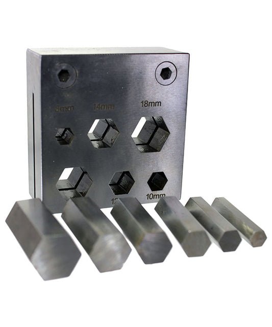 DA2405 = Hexagon Disc Cutter Set of Six Sizes 8mm to 18mm
