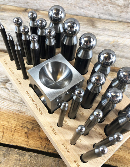 DA705 = Dapping Punch Set Economy 24pc with Block & Stand