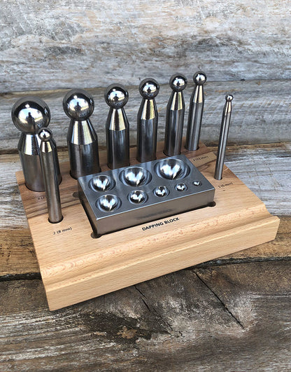 DA708 = Dapping Punch Set Economy 8pc with Block & Stand