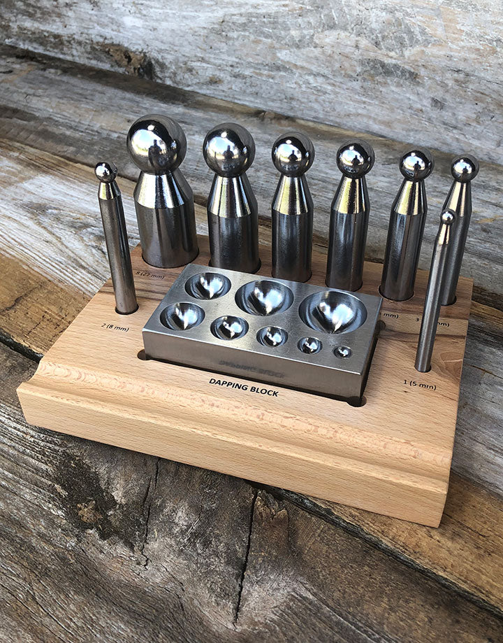 DA708 = Dapping Punch Set Economy 8pc with Block & Stand