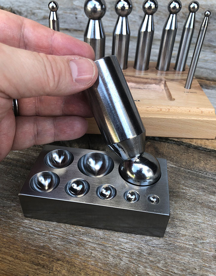 DA708 = Dapping Punch Set Economy 8pc with Block & Stand