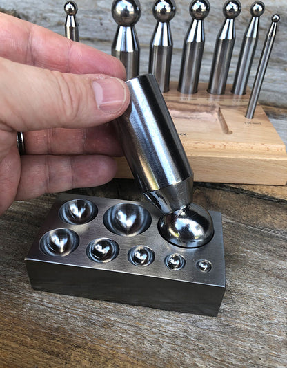 DA708 = Dapping Punch Set Economy 8pc with Block & Stand