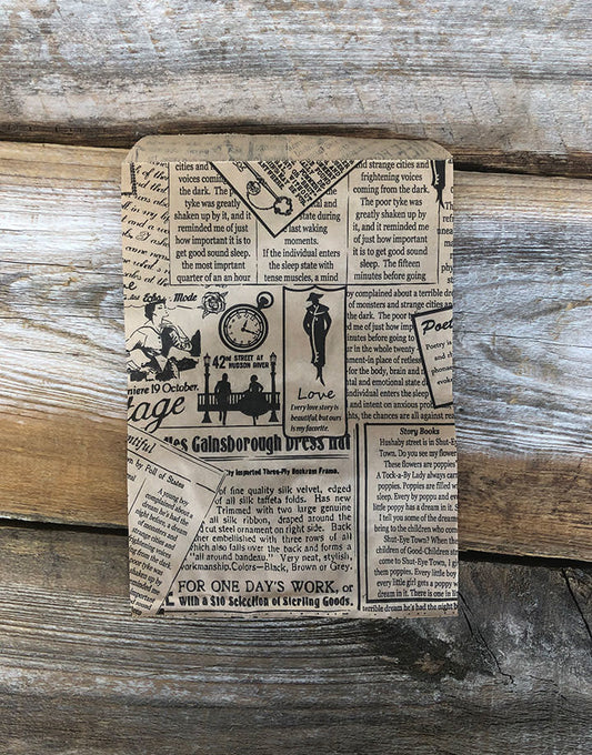 DBG1111 = Paper Gift Bag Classic News Print Pattern 4'' x 6'' (Bundle of 100)
