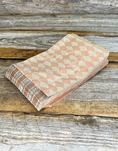 DBG1123 = Paper Gift Bag Pink Fan Pattern 5'' x 7'' (Bundle of 100)