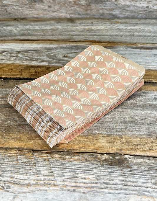 DBG1123 = Paper Gift Bag Pink Fan Pattern 5'' x 7'' (Bundle of 100)