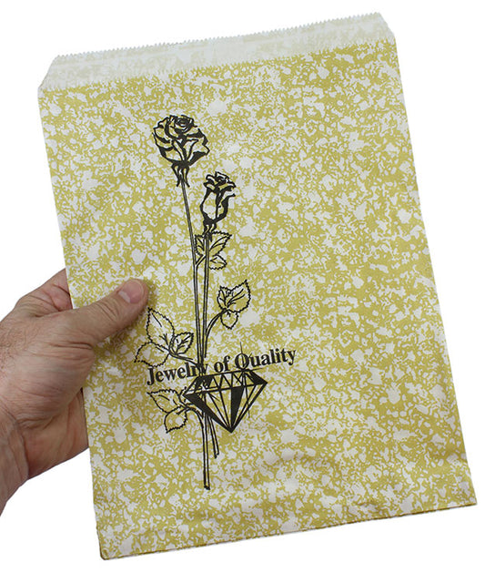 DBG1165 = Paper Gift Bag Gold and Black Pattern 8-1/2'' x 11''  (Bundle of 100)