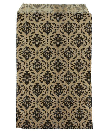 DBG1171 = Paper Gift Bag Black & Gold Damask Pattern 4'' x 6'' (Bundle of 100)