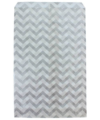 DBG1184 = Paper Gift Bag Silver Chevron Pattern 6'' x 9'' (Bundle of 100)