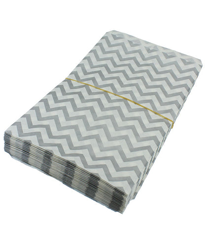 DBG1184 = Paper Gift Bag Silver Chevron Pattern 6'' x 9'' (Bundle of 100)