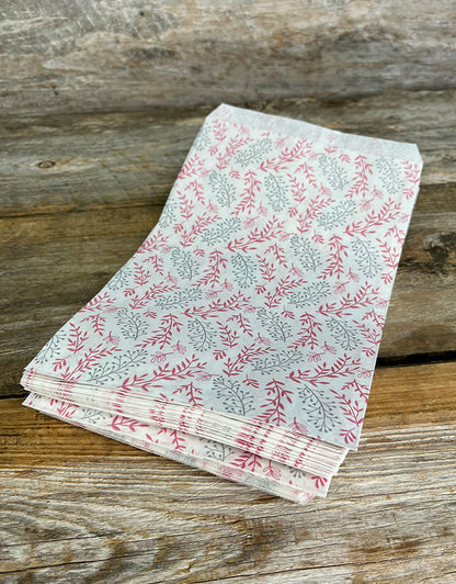 DBG1194 = Paper Gift Bag Pink & Silver Vines 6'' x 9'' (Bundle of 100)