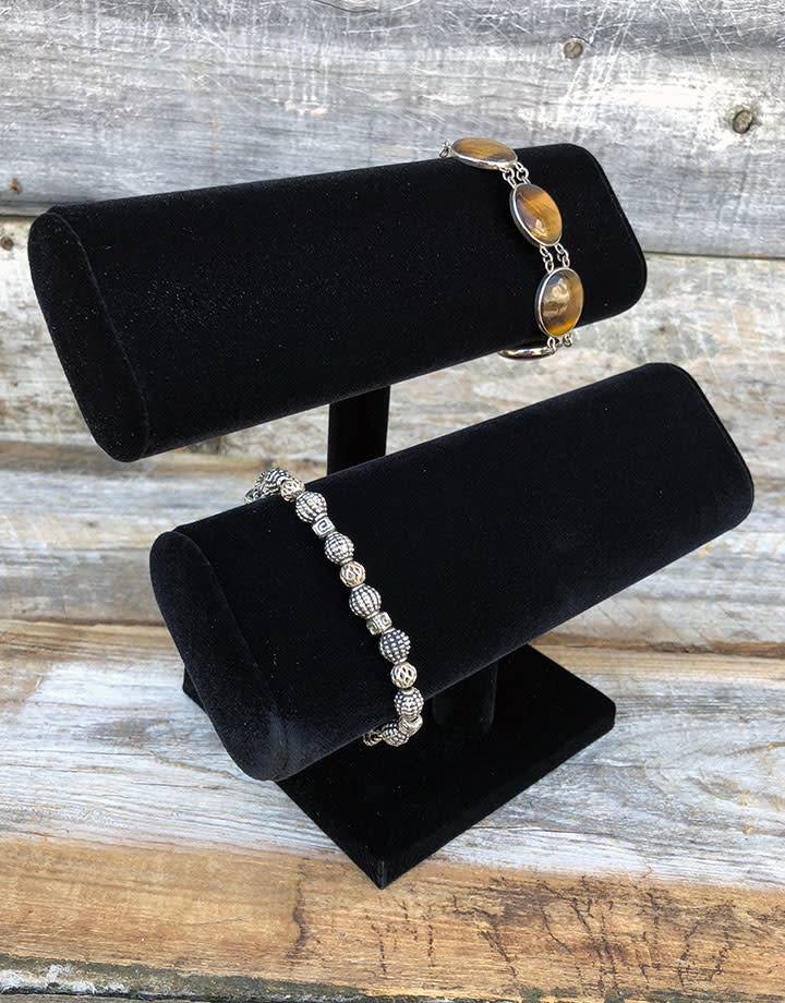 DBR1196 = Bracelet T-Bar Double Oval black-velvet
