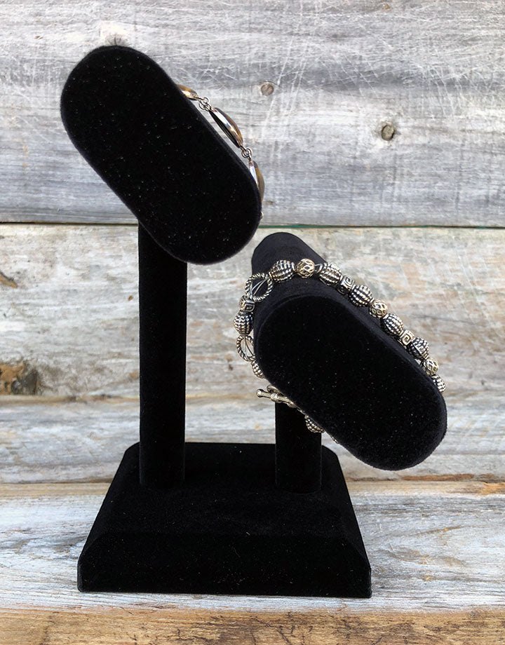 DBR1196 = Value Velvet Bracelet T-Bar Double Oval