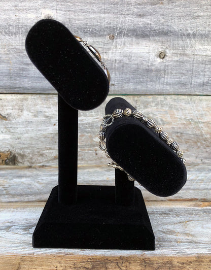 DBR1196 = Value Velvet Bracelet T-Bar Double Oval