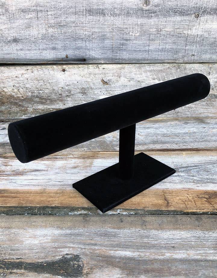DBR1198 = Light Weight Black Velvet Bracelet T Bar 12''W  x 5'' W