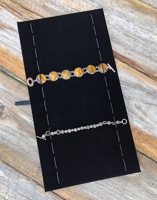 DBR1640 = black-velvet Bracelet or Watch Tray Insert with 12 Elastic Bands